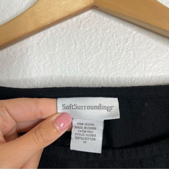 Soft Surroundings Black Tunic Top 100% Cotton Size 1X - Picture 2 of 3